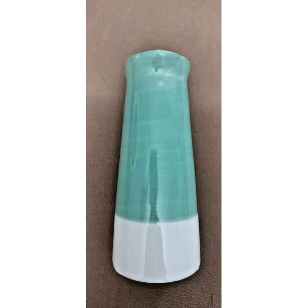 Modern Green White Ceramic Vase Pitcher Container Jar Minimalist Easter Spring - Picture 3 of 7